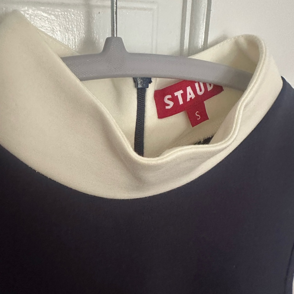 STAUD Navy Maxi Dress with Cream Accent Panels - Picture 3 of 7